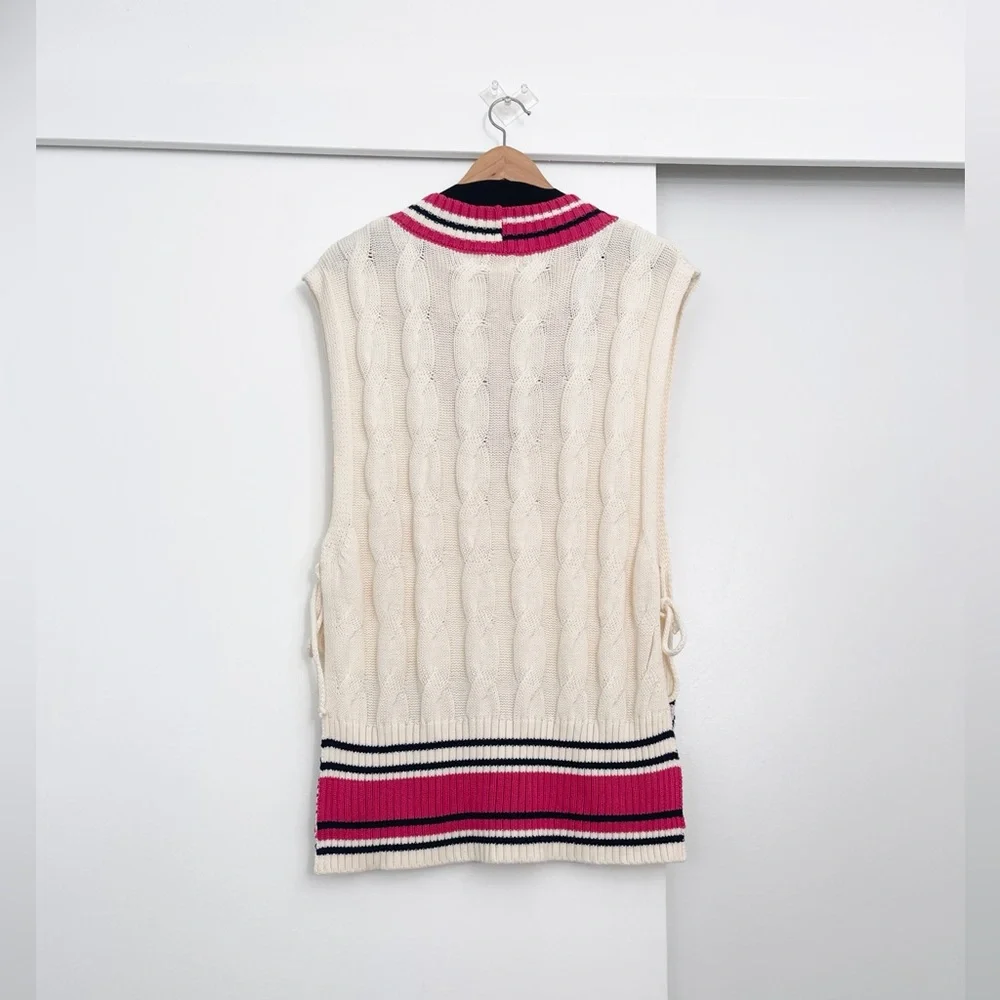 NWOT Free People Coastal Prep Cotton Knit Vest Sweater Pullover One Size